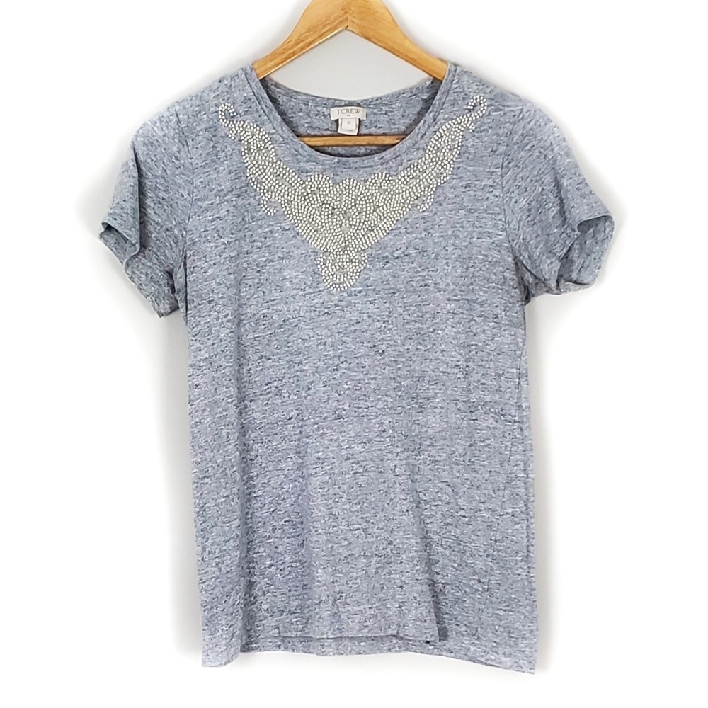 J. Crew Beaded Neck Collector Tee Size XS